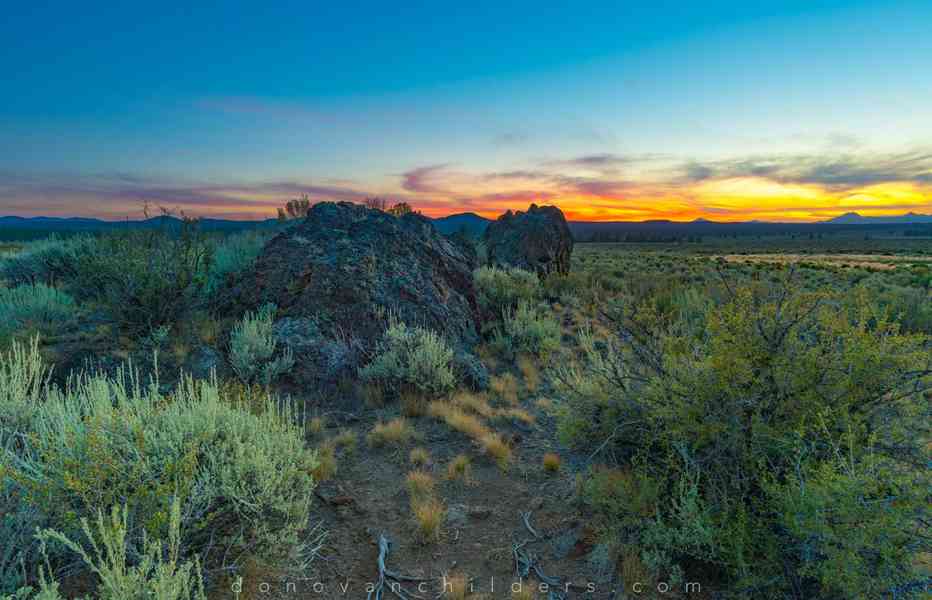 Bend just after sunset from the China Hat Badlands out east