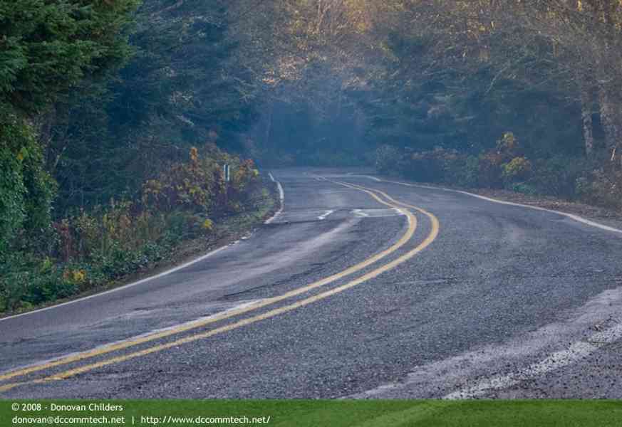 Smoke lingering over the roadway
