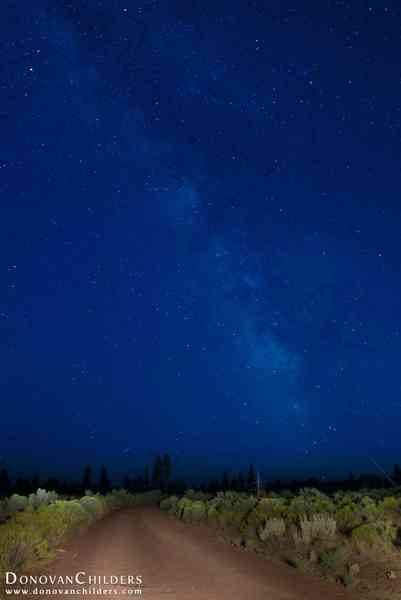 Milky Way over road