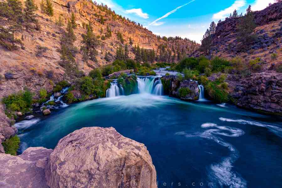 Steelhead Falls, Oregon, on the Deschutes River, at Dusk