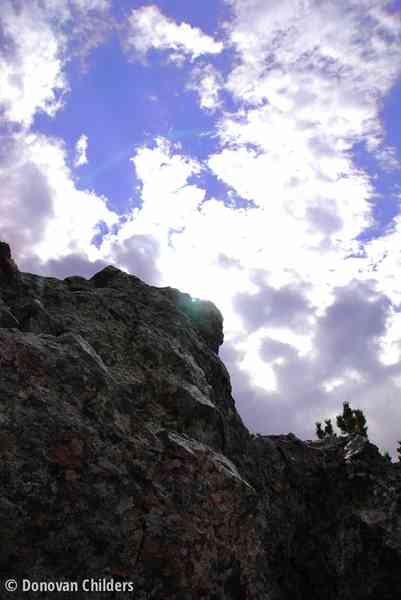Sun behind the rocks at Newberry Volcano